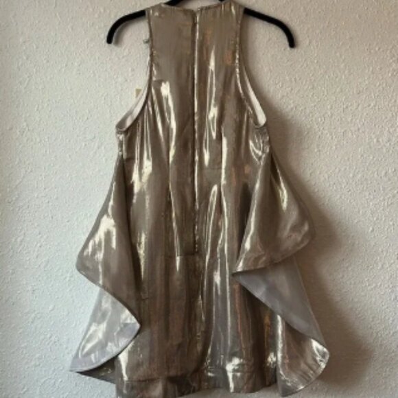 NWT Alice McCall 2 Cities Metallic Gold Ruffled Mini Dress Size 4 - Picture 4 of 6